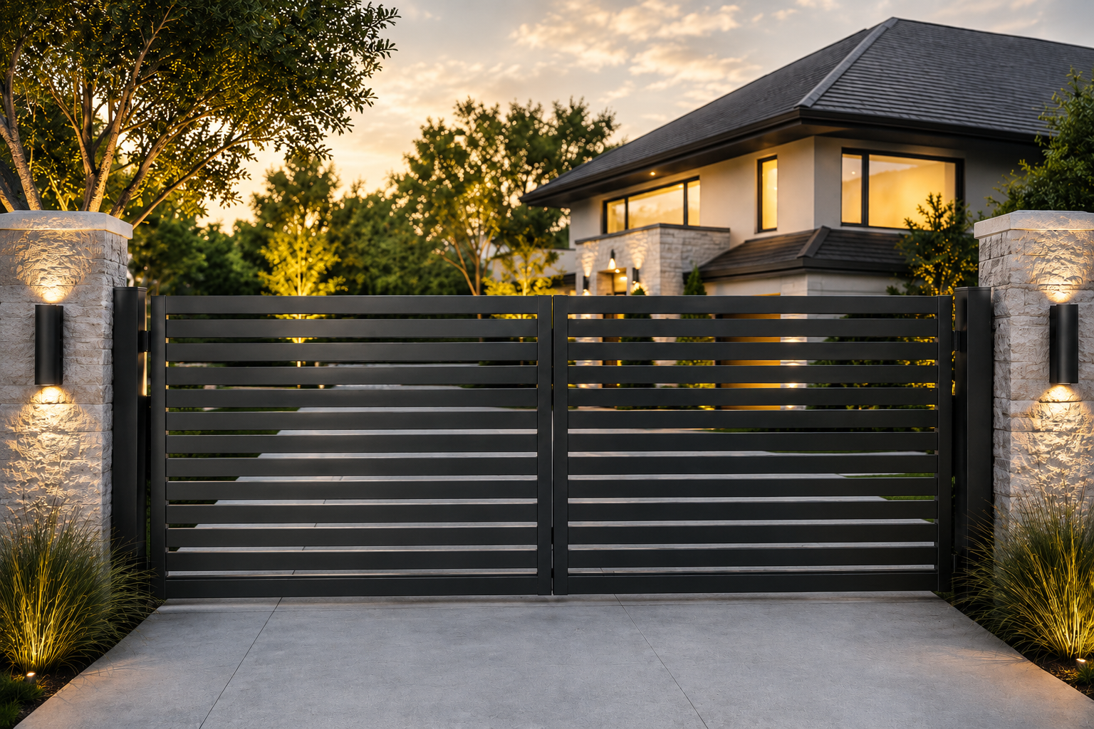 Modern luxury fence and gate installation